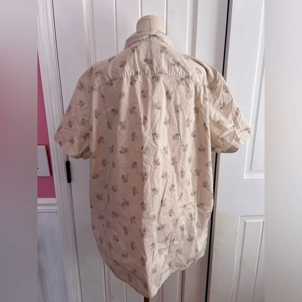 American Eagle Palm Tree Button Up Short Sleeve Collared Shirt Size XXL NWOT